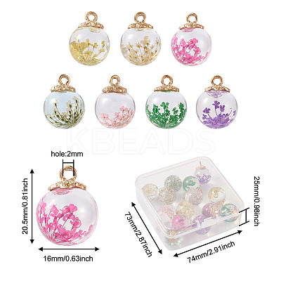 14Pcs 7 Colors Transparent Glass Pendants GLAA-CD0001-06-1