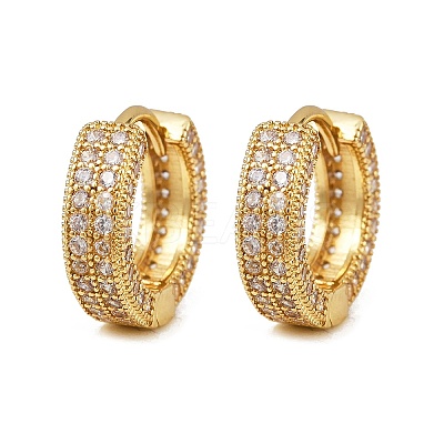 Brass Micro Pave Clear Cubic Zirconia Hoop Earrings EJEW-S277-09G-A-1
