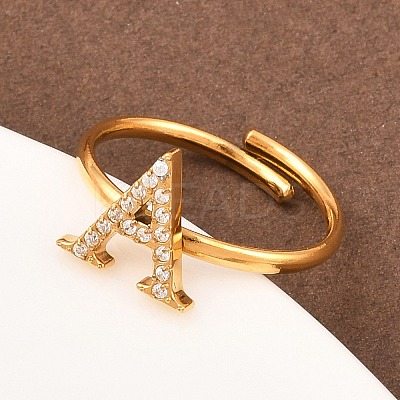 304 Stainless Steel Micro Pave Cubic Zirconia Cuff Open Rings LS-RJEW-D336-01G-10-1