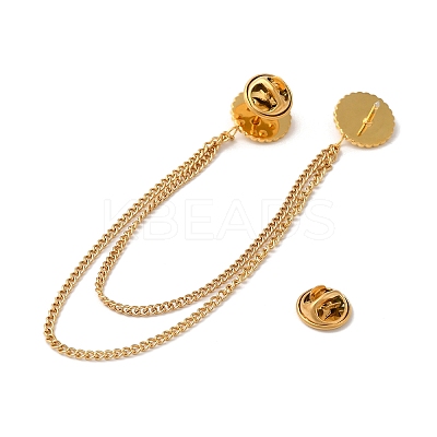 304 Stainless Steel Pave Dyed Synthetic Turquoise Hanging Chain Brooch JEWB-S021-04G-03-1