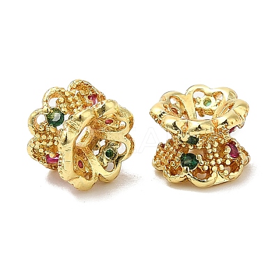 Rack Plating Brass Cubic Zirconia Spacer Beads KK-R147-01G-1