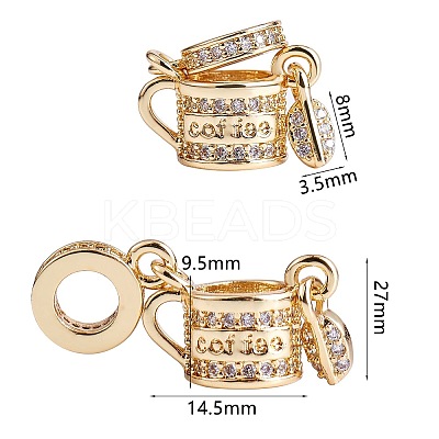 5Pcs Rack Plating Brass Micro Pave Clear Cubic Zirconia European Dangle Charms KK-SZ0002-37-1