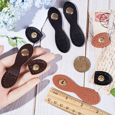 4 Sets 2 Colors PU Imitation Leather Sew on Bag Snap Buckle FIND-GF0005-45-1
