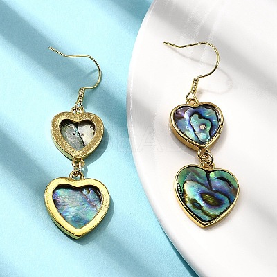 Brass Natural Abalone Shell Dangle Earrings EJEW-F388-01B-G-1