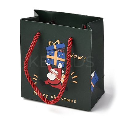Christmas Santa Claus Printed Paper Gift Bags with Cotton Handles LS-CARB-F013-01-1
