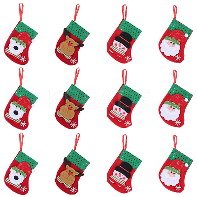 12Pcs 4 Styles Cloth Christmas Stocking Gift Bag Pendant Decoration FIND-SP0020-60B-1
