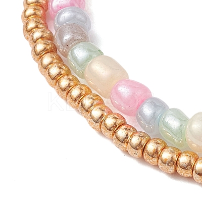 Glass Seed Double Layer Multi-strand Bracelets BJEW-MZ00055-03-1
