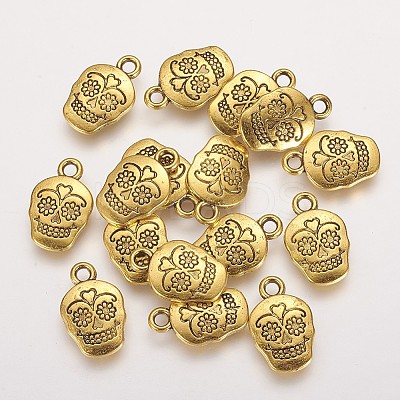 Mexico Holiday Day of the Dead Sugar Skull Tibetan Style Alloy Metal Pendants LS-X-TIBEP-21061-AG-FF-1