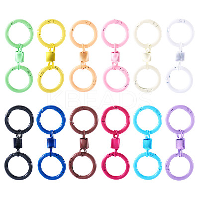 12Pcs 12 Colors Alloy Spring Gate Clasps FIND-TA0008-03-1