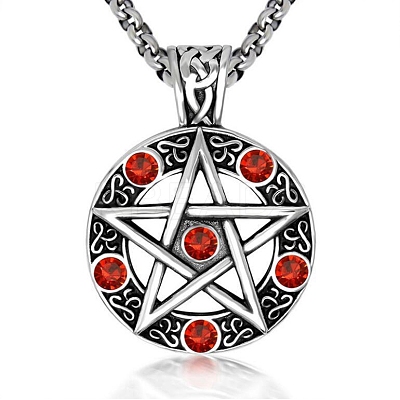 Star Stainless Steel Rhinestone Pendant Necklaces for Men LS-PW-WG30879-03-1