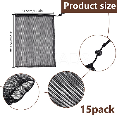 Polyester Mesh Drawstring Storage Bags ABAG-WH0046-59-1