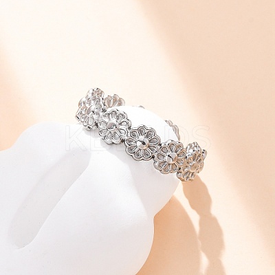 304 Stainless Steel Open Cuff Ring for Women RJEW-Z083-01P-1