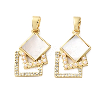 Brass Micro Pave Cubic Zirconia Pendants KK-U070-23G-1