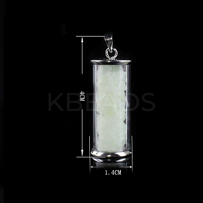 Glass Wishing Bottle with Synthetic Luminaries Stone Pendant Necklace LUMI-PW0001-054-B-1