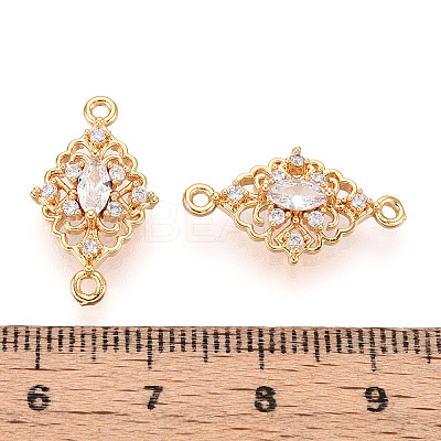 Brass Pave Clear Cubic Zirconia Connector Charms KK-T078-18G-02-1