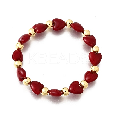 Valentine's Day ABS Imitation Pearl Beads Stretch Bracelets for Women BJEW-D317-08B-G-1
