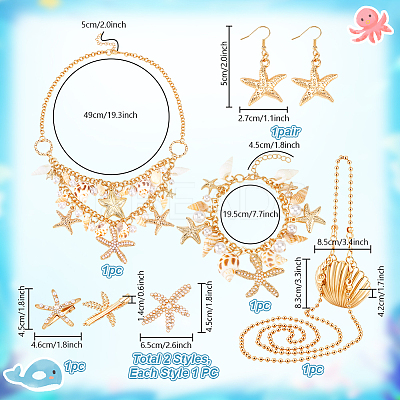 Alloy Dangle Earrings & Crossbody Bags & Bib Necklace & Chain Bracelets & Alligator Hair Clips Sets for Women SJEW-PH0001-22-1