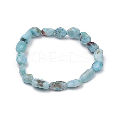 Natural Larimar Stretch Beaded Bracelets BJEW-K213-C21-1