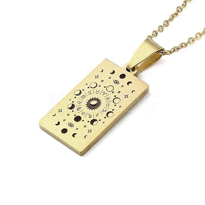 304 Stainless Steel Black Enamel Rectangle with Constellation Pendant Necklaces LS-NJEW-I128-01L-1