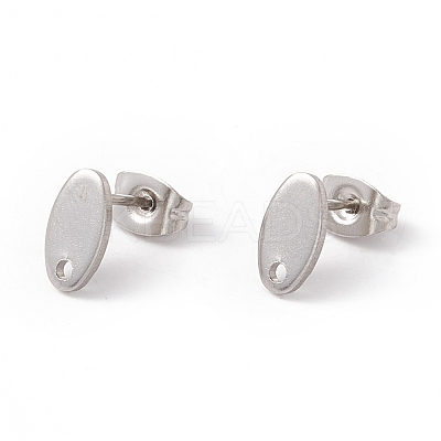 Non-Tarnish 201 Stainless Steel Stud Earring Findings with Hole EJEW-A071-01C-P-1