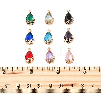 9Pcs 9 Colors Transparent Glass Pendants GLAA-FP0001-18-1