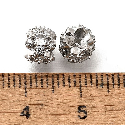 Brass Micro Pave Cubic Zirconia Beads KK-M318-14P-1