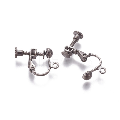 Rack Plated Brass Screw Clip-on Earring Findings KK-P169-04B-1