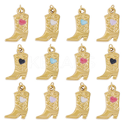 12Pcs 304 Stainless Steel Enamel Pendants STAS-TA0005-75B-1