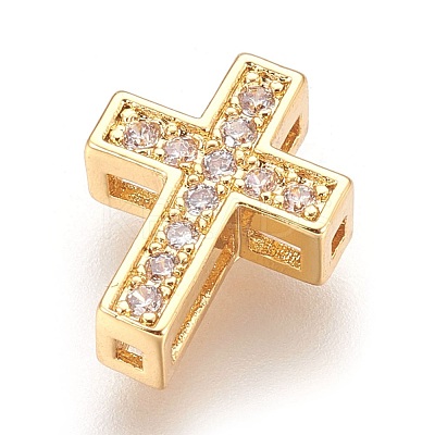 Brass Micro Pave Cubic Zirconia Beads ZIRC-F088-027G-1