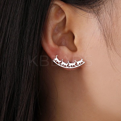 Non-Tarnish 304 Stainless Steel Stud Earrings LS-EJEW-H095-03P-1