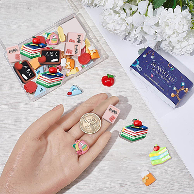36pcs 9 styles Teachers' Day Opaque Resin Cabochons CRES-SC0002-74-1