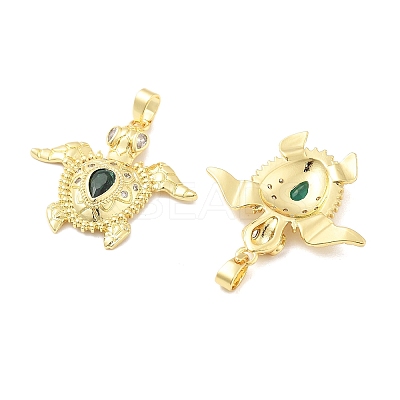 Tortoise Brass Micro Pave Cubic Zirconia Pendants KK-M325-09G-1