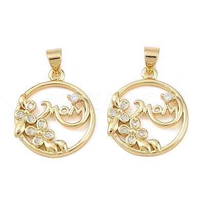 Mother's Day Brass Cubic Zirconia Pendants KK-L251-07G-02-1