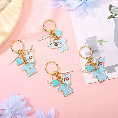 4Pcs Alloy Enamel Keychain KEYC-TAC00036-1