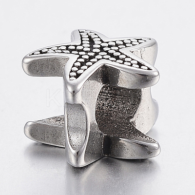 304 Stainless Steel European Beads LS-STAS-F150-076AS-1