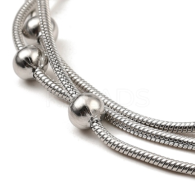 Non-Tarnish 304 Stainless Steel Satellite Chains Triple Layer Multi-strand Bracelet for Women LS-BJEW-M040-01P-1