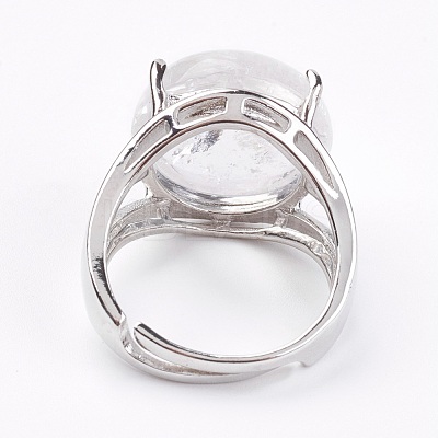 Adjustable Natural Quartz Crystal Finger Rings RJEW-F075-01G-1