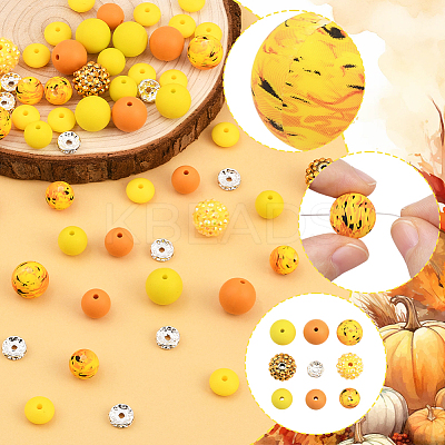 64Pcs Round & Rondelle Food Grade Eco-Friendly Silicone Beads SIL-SP0001-19F-1
