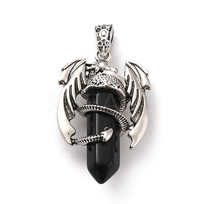 Natural Obsidian Pointed Pendants G-B042-04P-55-1