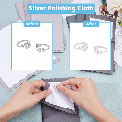 8Pcs 2 Colors 4-Layer Silver Polishing Cloth AJEW-DC0001-49-1