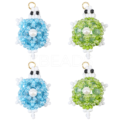 4Pcs 2 Colors Glass Pendants PALLOY-CA00017-1