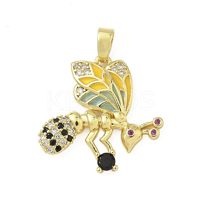 Brass Micro Pave Cubic Zirconia Pendants KK-H076-03G-1