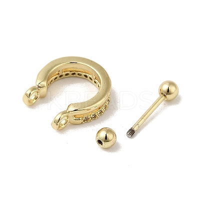 Rack Plating Brass Pave Clear Cubic Zirconia Nose Studs for Women Men EJEW-C097-23F-G-1