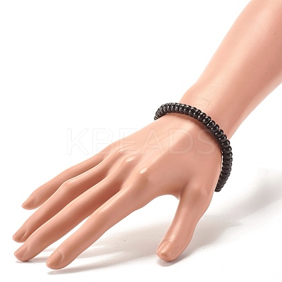 Black Coconut Shell Beads Stretch Bracelet BJEW-JB07353-1