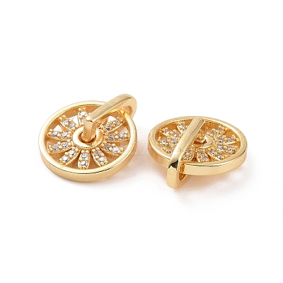 Rotatable Brass Micro Clear Pave Cubic Zirconia Pendants KK-E068-VC295-1
