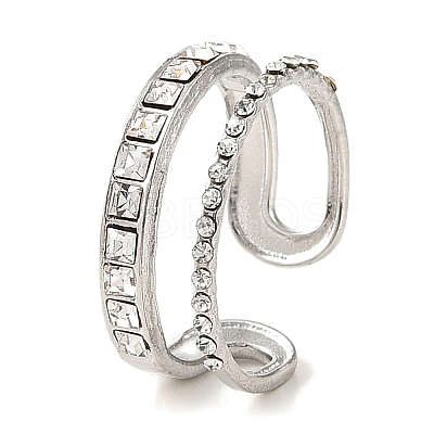 304 Stainless Steel Open Cuff Ring for Women RJEW-F166-09P-02-1