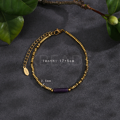 Natural Amethyst Beads Stretch Bracelets for Women Men PH6456-2-1