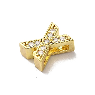 Brass Micro Pave Cubic Zirconia Beads KK-H487-25G-24-1