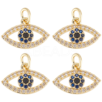 8Pcs Rack Plating Brass Cubic Zirconia Pendants KK-BBC0023-62-1