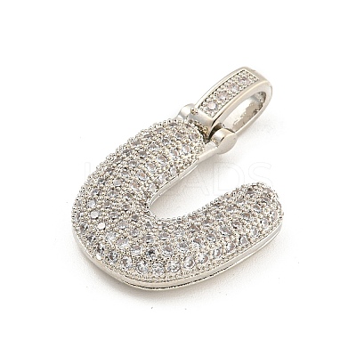 Brass Micro Pave Clear Cubic Zirconia Pendants KK-B099-01P-U-1